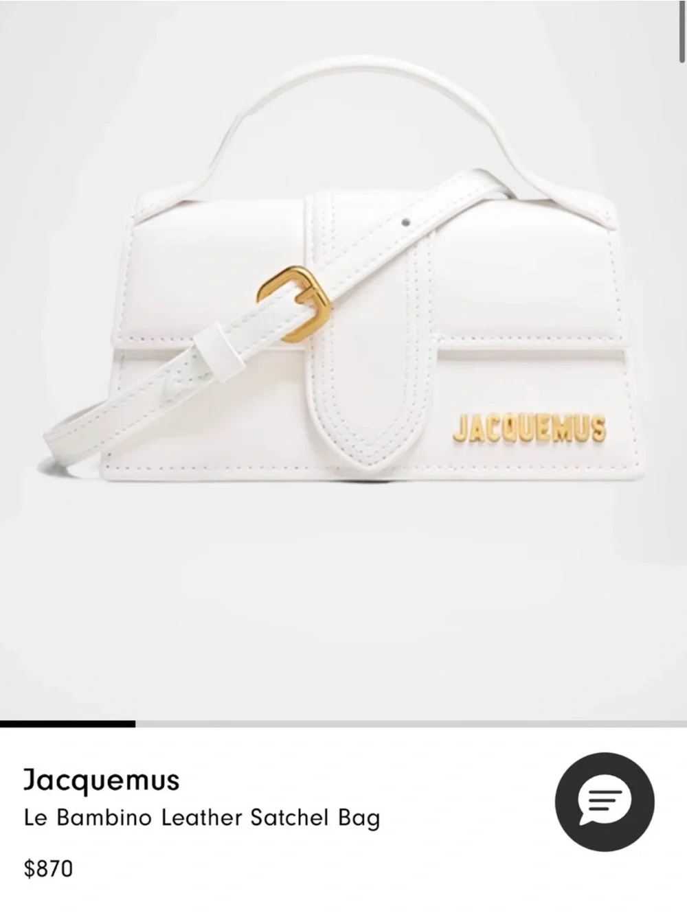 Jacquemus White Leather Satchel with Gold Hardware